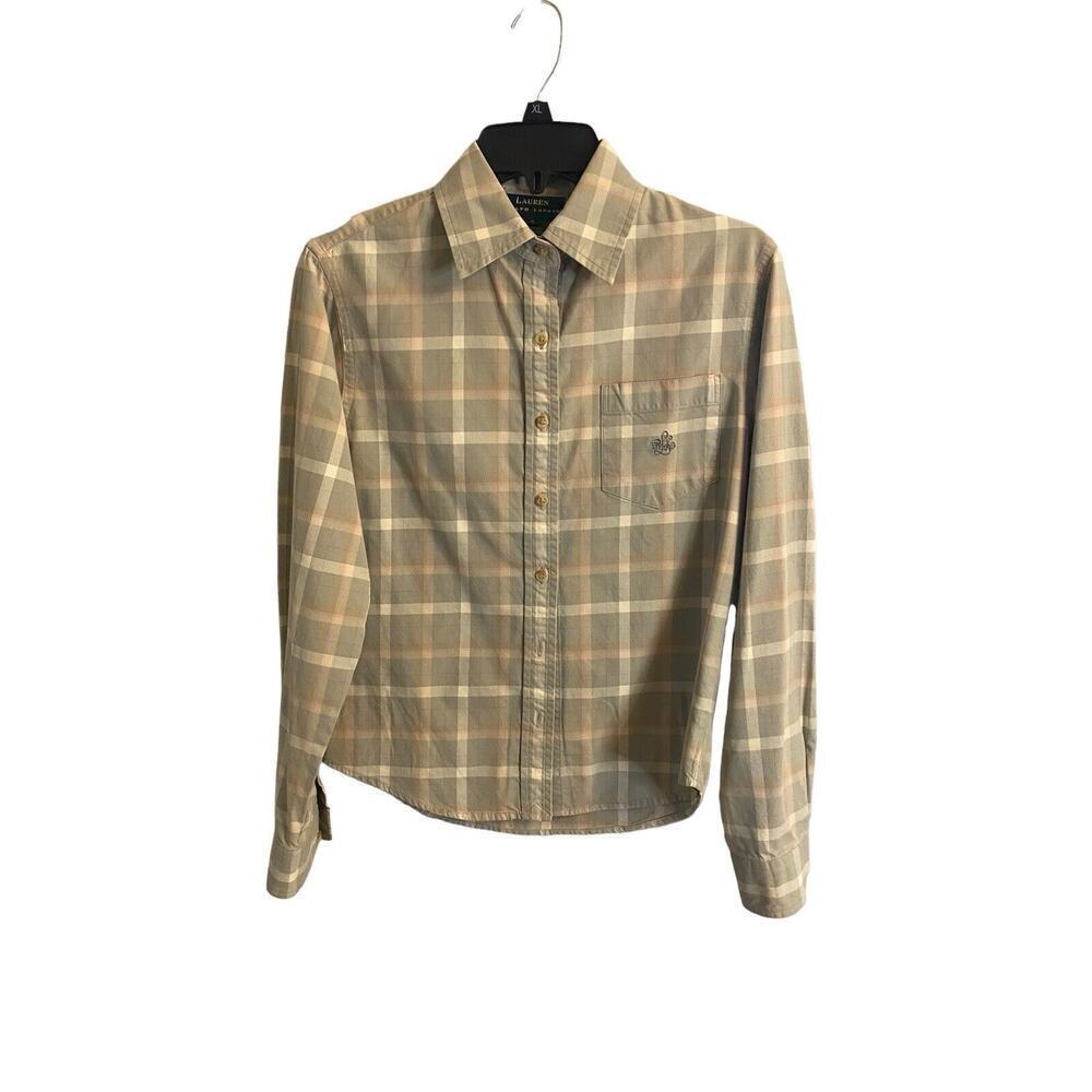 Lauren Ralph Lauren Womens Size Small Plaid Button Front Pocket Shirt Preppy